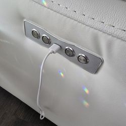 We Sell FAST. White Italian Leather Head To Toe Recliner Sectional Sofa