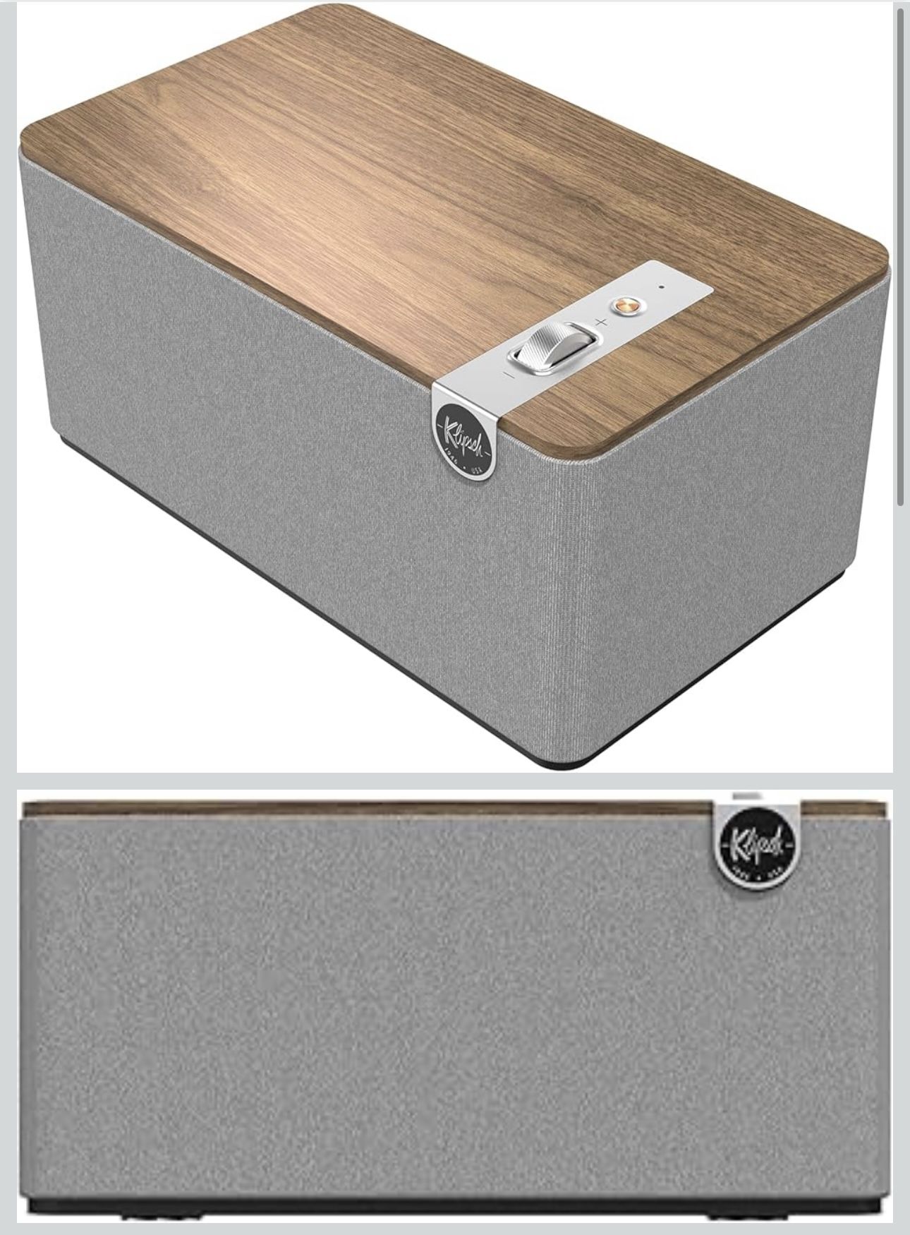 Klipsch The Three Plus Premium Bluetooth Speaker System, Walnut  Open box item is new!  The Klipsch The Three Plus Premium Bluetooth Speaker System in