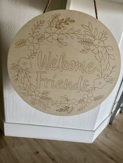 Unfinished Wood Welcome Friends 18.9 X 39.18