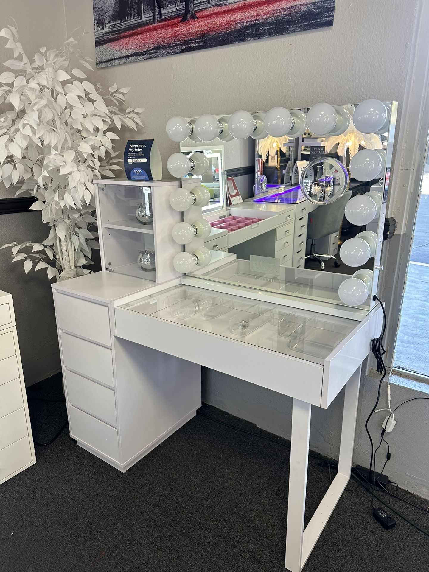 White Vanity Set w/ Bluetooth