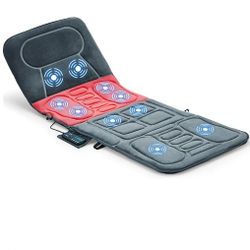 Tapete de masaje de cuerpo completo con calor, 10 motores vibrantes, 5 modos, almohadilla de masaje de 3 intensidades para cama, silla, sofá, colchón 