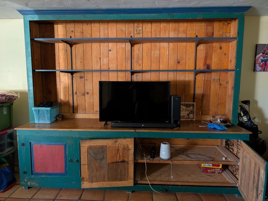 HUGE Entertainment Hutch - 3-Piece Custom Made Solid Wood