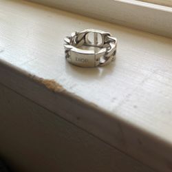 Dior Silver CD Chain Link Ring 