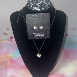 Disney  Beauty And The Beast Necklace & Earrings Set NEW