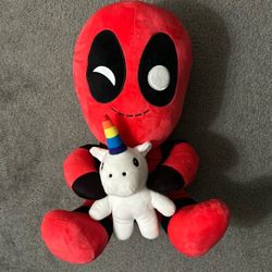 Deadpool With Unicorn Plushie 15”