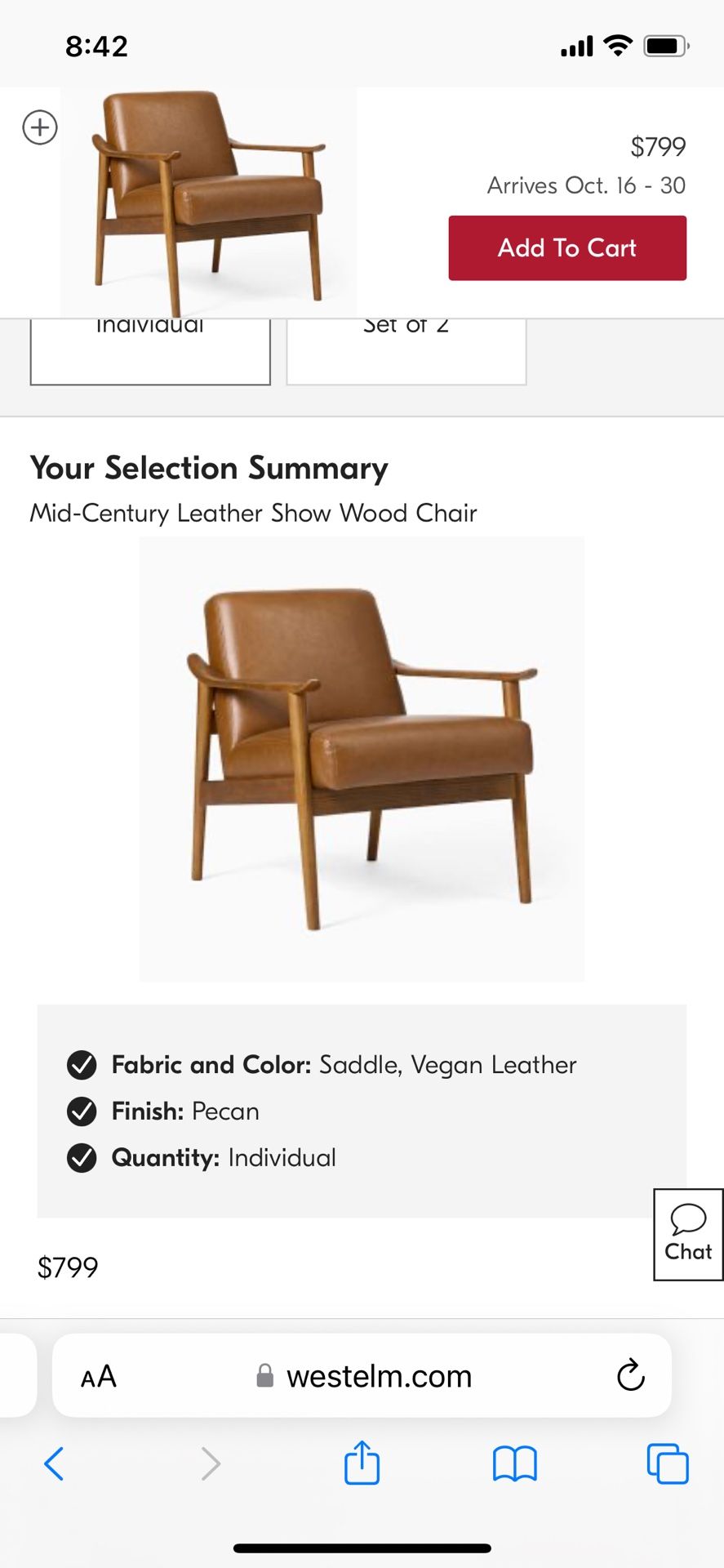 West Elm Mid Century Show Wood Chair