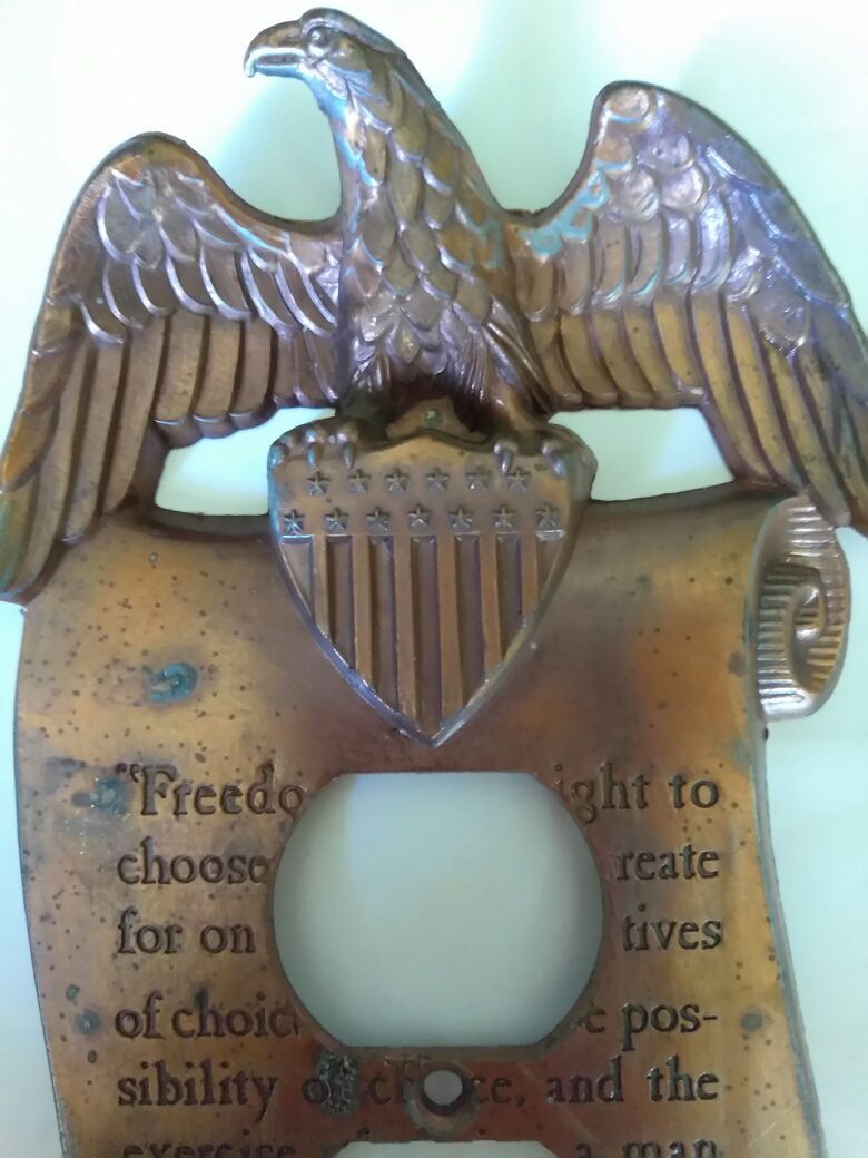 Beautiful vintage brass Thomas Jefferson eagle plate