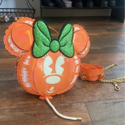 minnie orange with holographic shimmer balloon purse 