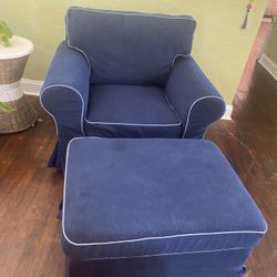 Ikea Armchair and pouf.