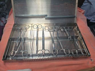 Surgical sterilization tray with instruments