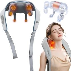 XTO Electric Neck Massager With Heat - Neck and Shoulder Massagers For Pain Relief Deep Tissue 5D Simulate Human Hand Grasping and Kneading Neck Headr