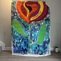 Huge Original Painting Acrylic Canvas Flower Tulip Art