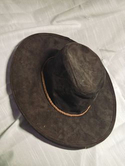 Brown Suede Wide Brim Hat