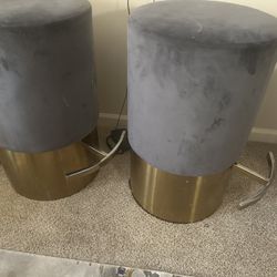 Luxury Bar Stools Grey Suede /Gold