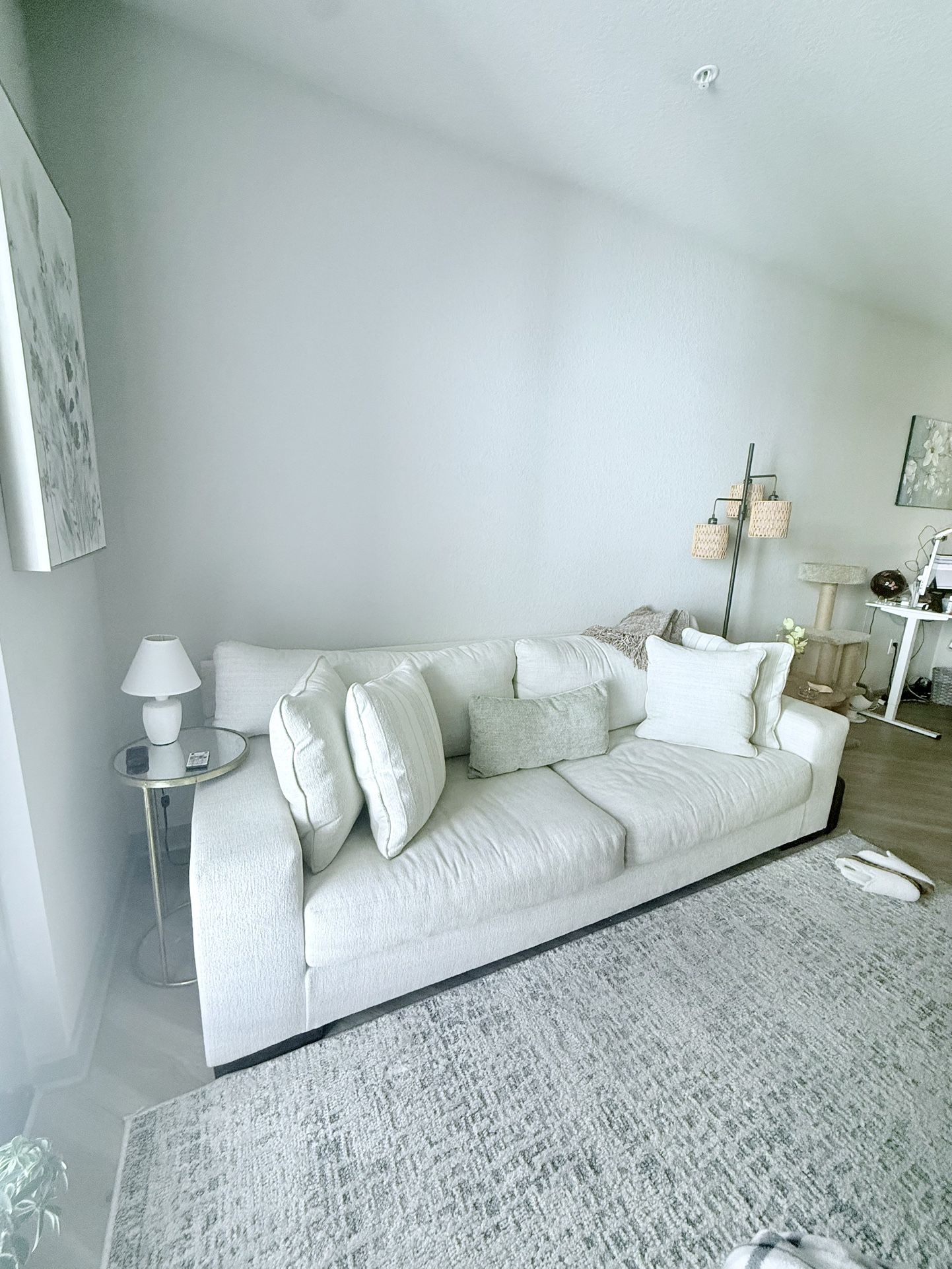 Light Beige Ashley Furniture Couch with Pillows