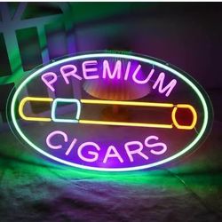 LED Neon Sign Premium Cigars Light Bar Shop Wall Decor (New)