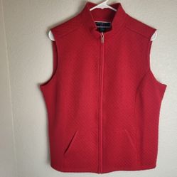Karen Scott Sport Outerwear Vest Red Texture Women's Size Large Zip Up