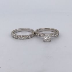 14k White Gold 2ct Diamond Ring Set Size 7