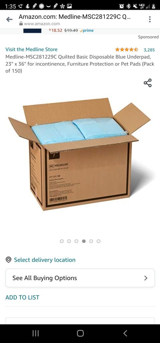 Medline-MSC281229C Quilted Basic Disposable Blue Underpad, 23" x 36" for incontinence, Furniture Protection or Pet Pads (Pack of 150)

