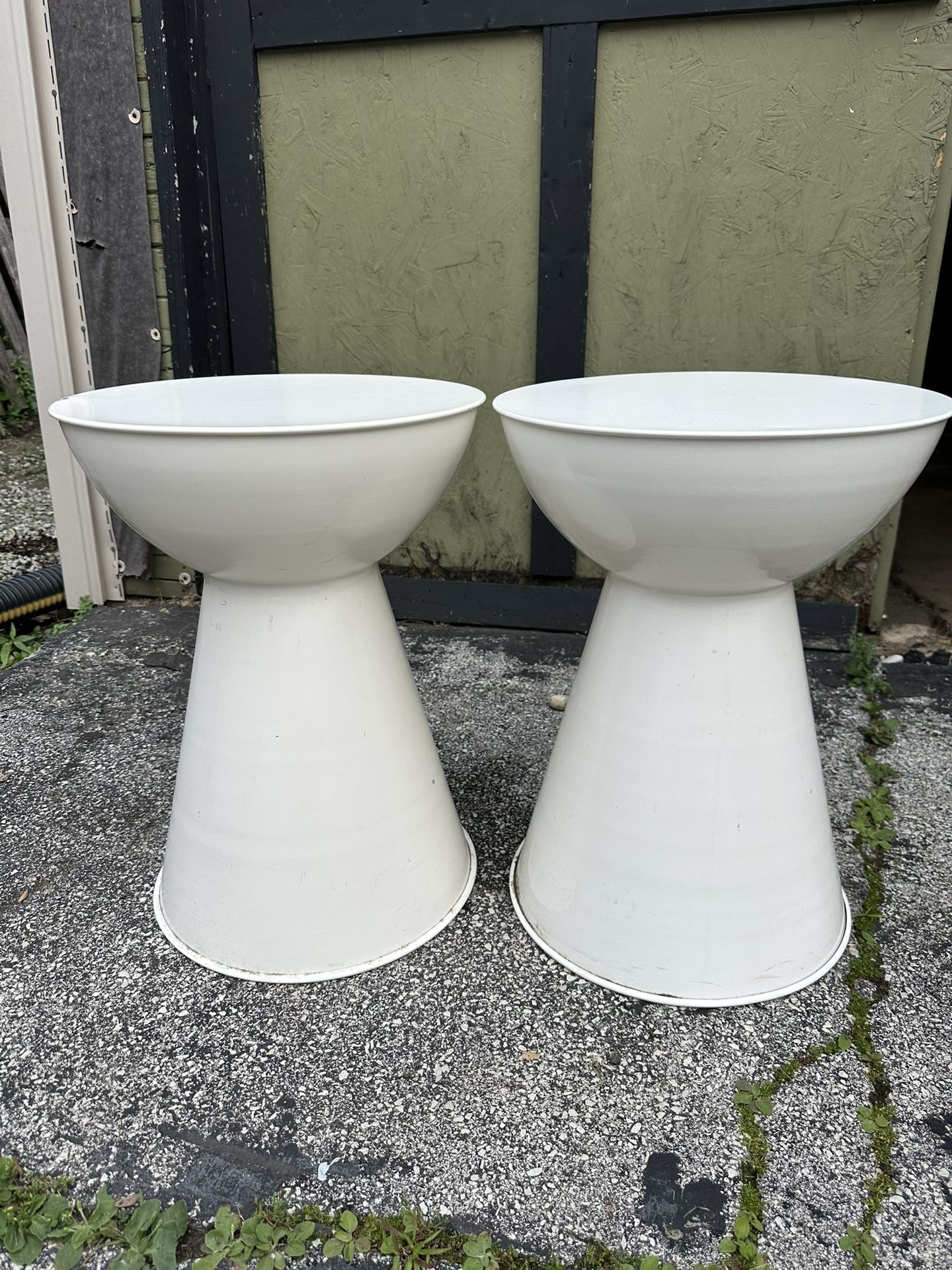 Ivory Metal Cylinder End Tables