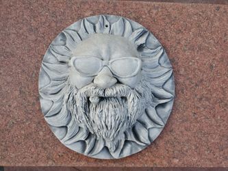 JBK Concrete Cast Pottery Sun Face Round Wall Plaque