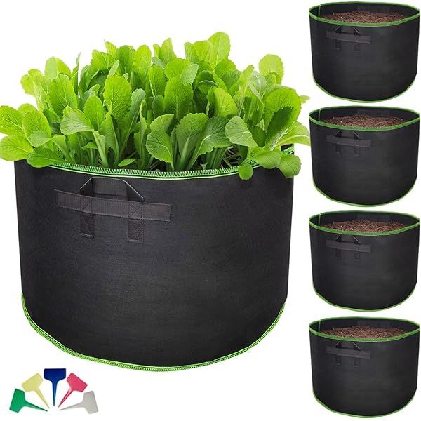 10gal Grow Bags, Aeration Fabric Pots with Handles, 5pcs