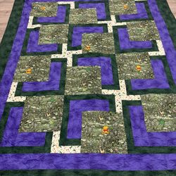 Twin Size Frog Themed  Reversible Hand Made Quilt