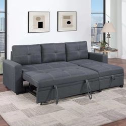 Brand New Dark Grey Sectional Sofa Storage Sleeper 