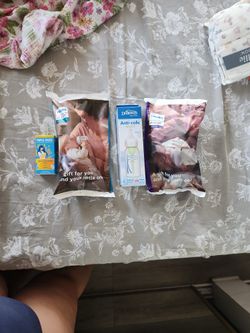 New baby bottles and cream