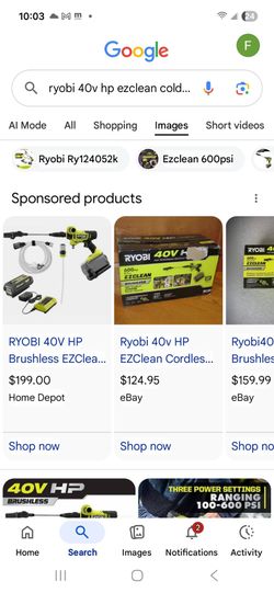 RYOBI 40V HP PORTABLE PREASURE WASHER