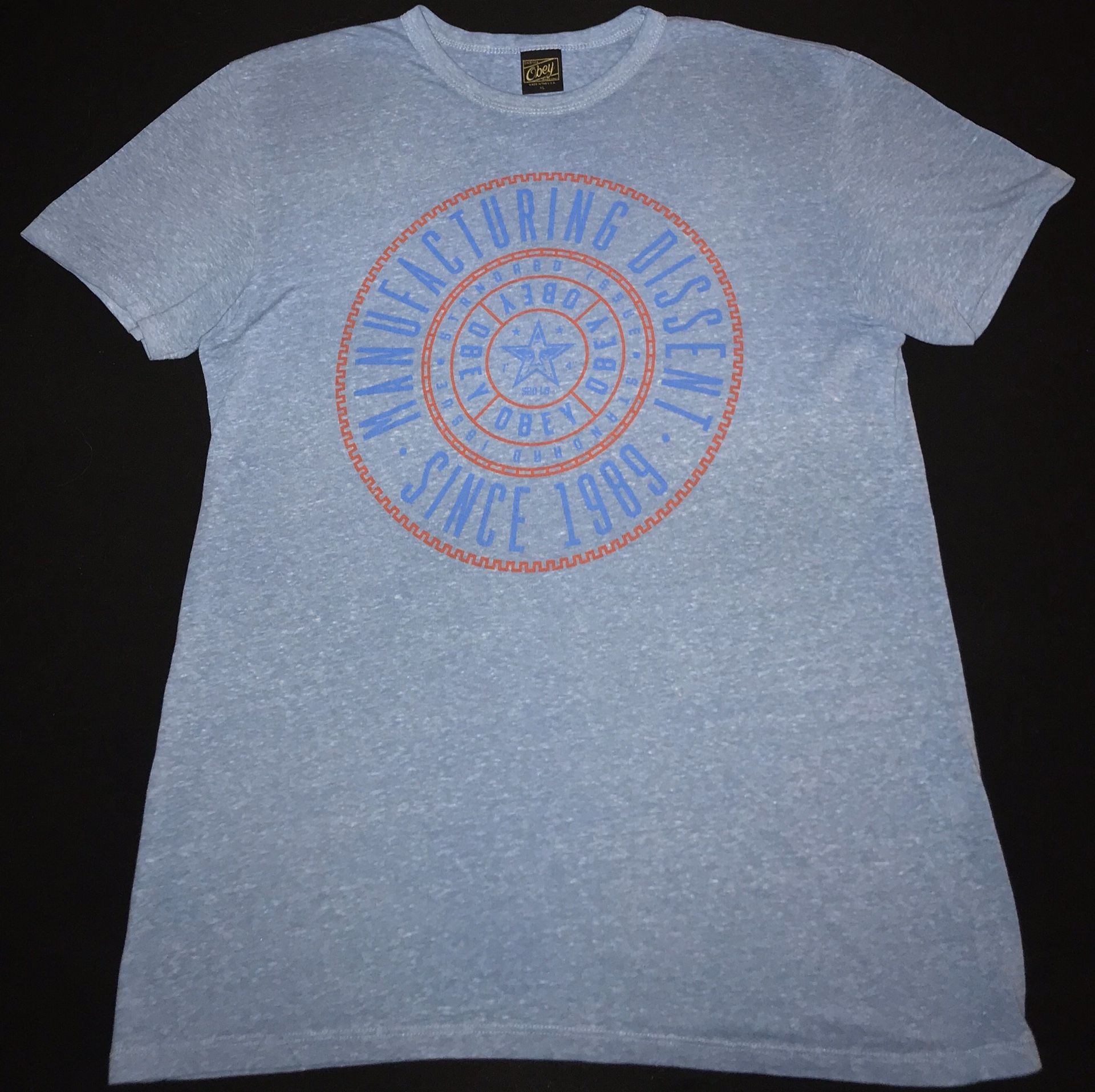 Obey Mens Blue T Shirt Size XL