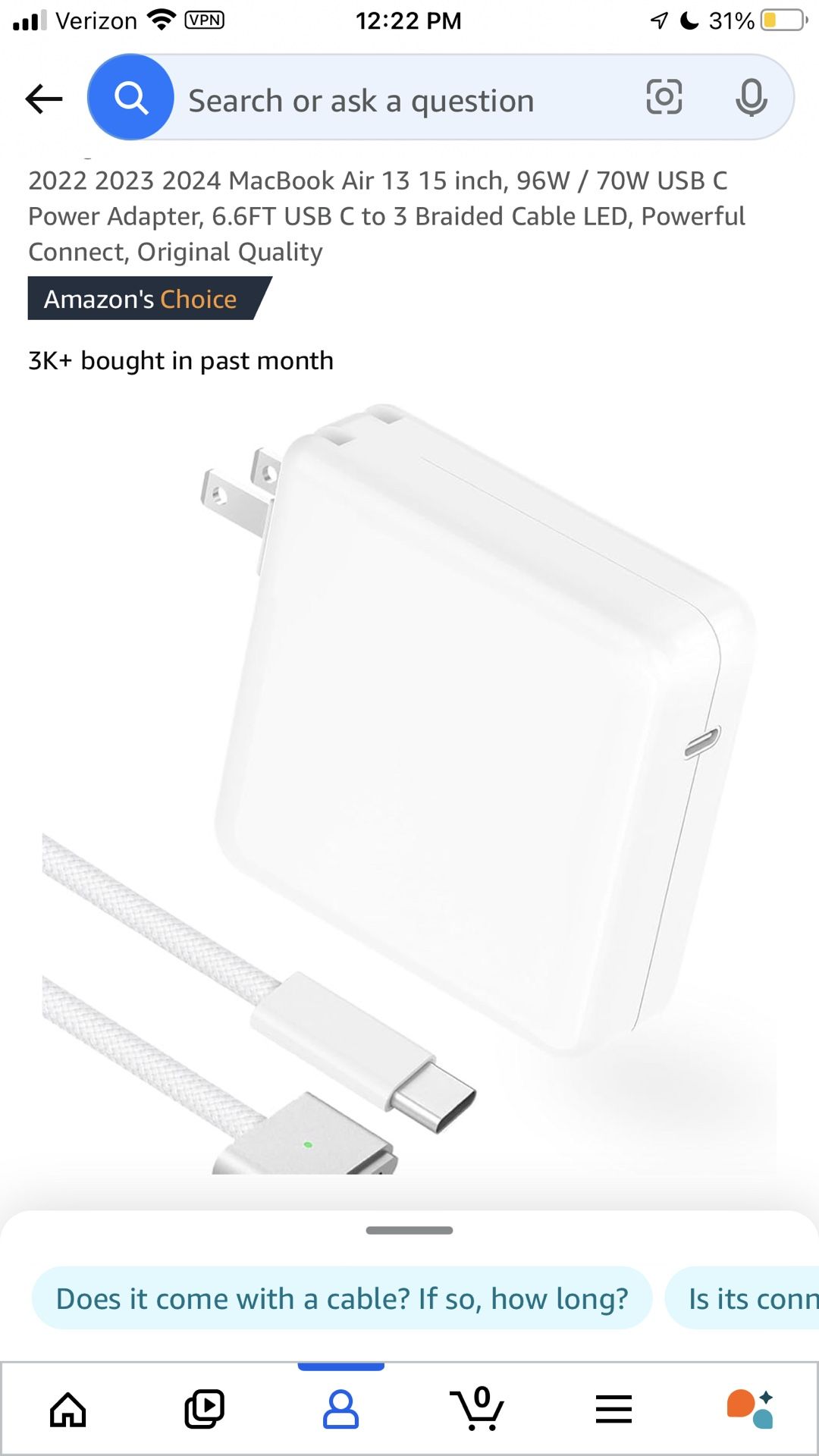 Charger for MacBook Pro 14 16 inch 2023 2022 2021 M3 M2 M1, 2022 2023 2024 MacBook Air 13 15 inch, 96W / 70W USB C Power Adapter, 6.6FT USB C to 3 Bra