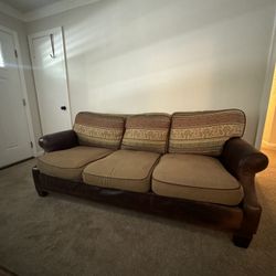 Comfy Leather Sofa Real Down Cushions 