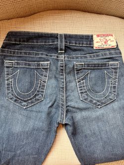 True Religion Y2K Low Rise Straight Leg Jeans Size 27 Dark Wash