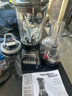 Hamilton Beach Blender and Food Processor Combo – 40oz Glass Jar, Portable Travel Cup, 3-Cup Electric Food Chopper, 700W