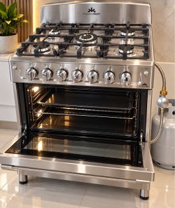 Estufas nuevas de gas propano con horno de 30” pulgadas de ancho 5 hornillas ( acero inoxidable) incluida Badeja y regulador