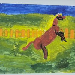Horse Painting 11x8.5" 7th Grade 2002 Hand Painted