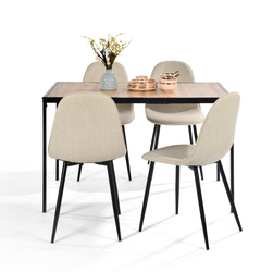 Homy Casa Milliken 5PC Dining Set 47” Oak Table with 4 Charlton Lumos Beige Upholstered Chairs Open Box