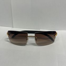 Cartier, Dark Brown, Buffalo Horn (BUFFS) Sunglasses Ct0021rs 001 Cat 2 yellow tone hardware