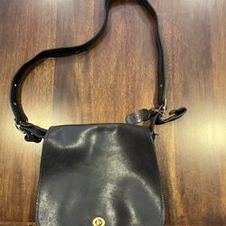 Black Leather Crossbody Purse By “Laura USA”