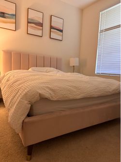 Queen bed frame pink