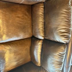 two seater brown leather couch 
