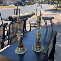 Two Gold Finished Table Lamps