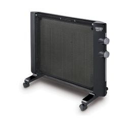 DeLonghi Mica Panel Space Heater, 1500W quiet electric space heater for indoor use, adjustable thermostat, freestanding/ easy wall mount, full room he