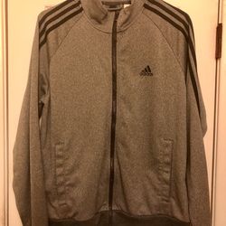 Adidas Track Jacket Medium Mens Gray Long Sleeve Full Zip