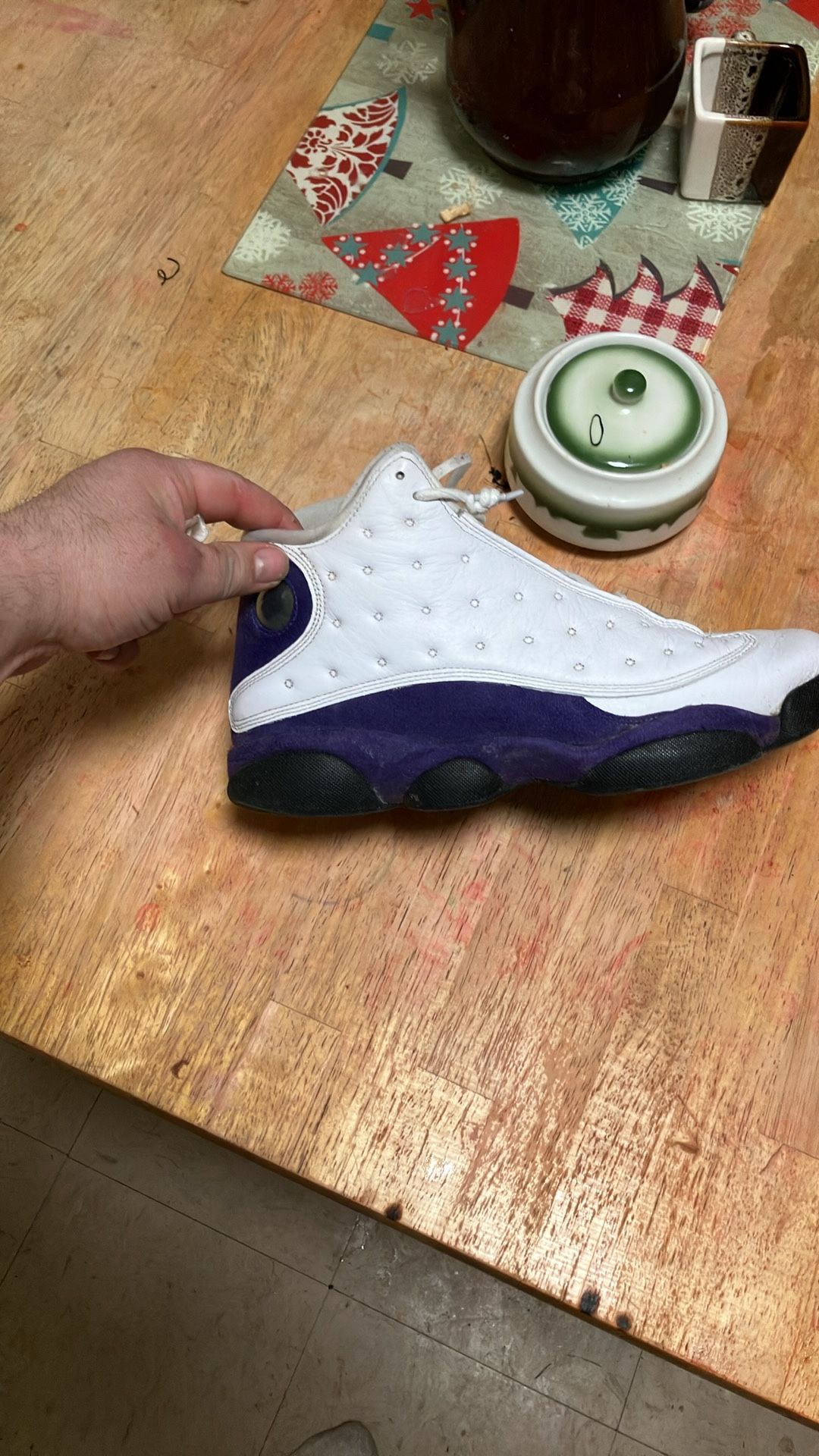 Size 10, Both Jordan 13 White And Purple Then You Got then You Got The Dogs Which Are In Good Condition Also