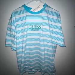 Guess Blue Striped Shirt Size Large BRAND NEW 