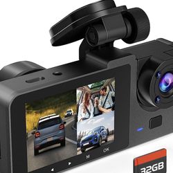 Three Channels Dash Camera for Cars,4K Full UHD Car Camera
