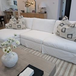 SOFA / COUCH- White slipcover sofa with chaise - Birch Lane - Was $2700 New