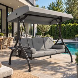 3-Seat Outdoor Patio Swing with Canopy